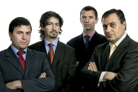 four young business men portrait on white