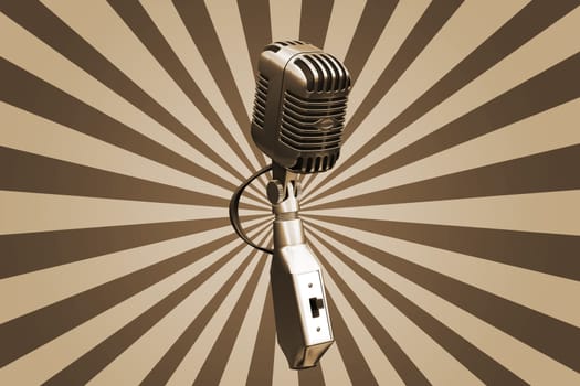 Retro microphone on starburst background