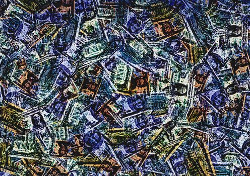 abstract symbolic image of tissue with drawings of dollars