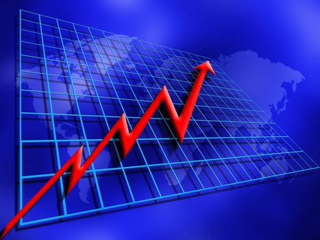 computer illustration of chart with rising profit