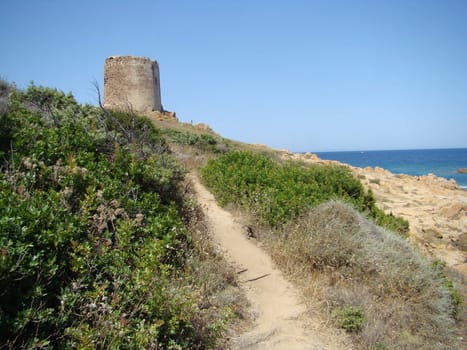 Tower in Sardinia island on north cost in Italy