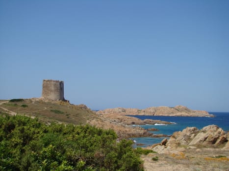 spanish tower,
north coastline in Sardinia island , Italy