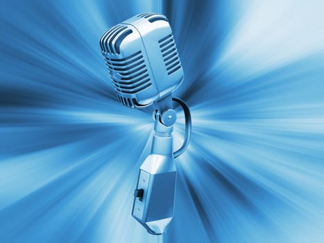 Retro microphone on abstract background