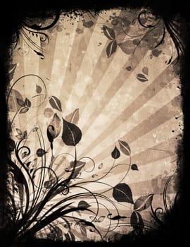 Floral design on grunge background