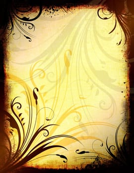 Abstract floral design on grunge background