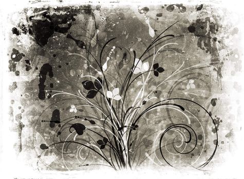 Floral design on grunge background