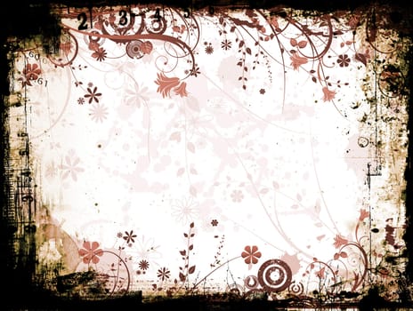 Abstract floral design on grunge background