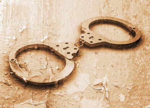 Handcuffs on grunge background
