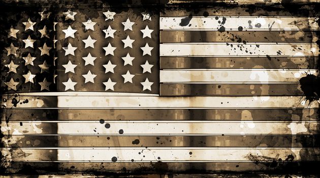 American flag on grunge background