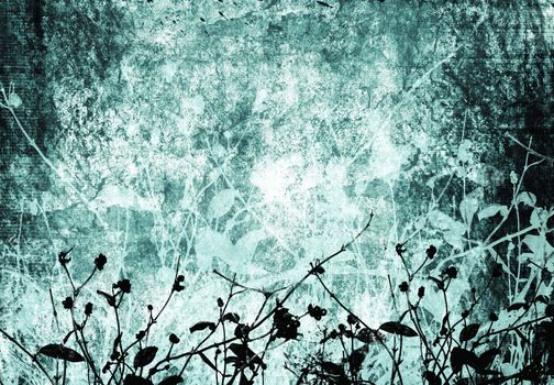 Foliage silhouettes on grunge background