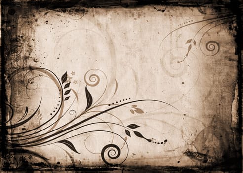 Floral design on grunge background