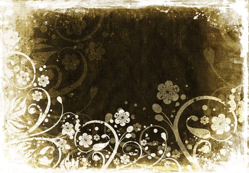 Floral design on grunge background