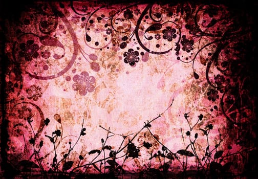 Floral design on grunge background