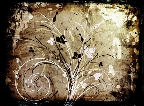 Floral design on grunge background