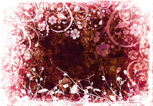 Floral design on grunge background