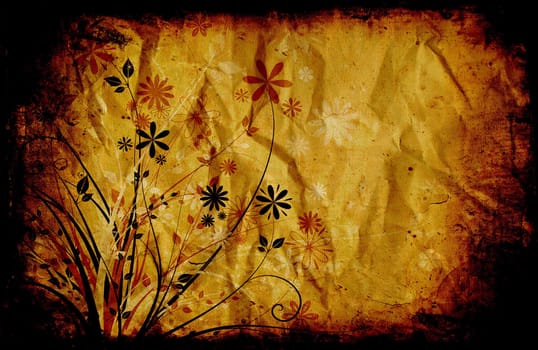 Abstract floral design on grunge style background
