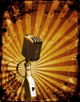 Grunge style retro microphone