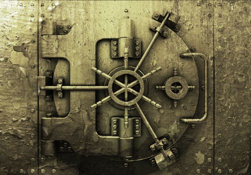 Grunge style bank vault background