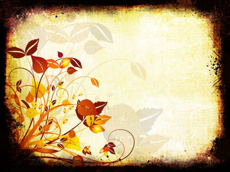 Floral design on detailed grunge background