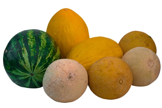 The mixture of various colored melons