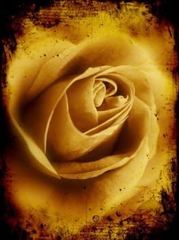 Detailed grunge background with rose image