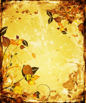 Floral design on grunge background
