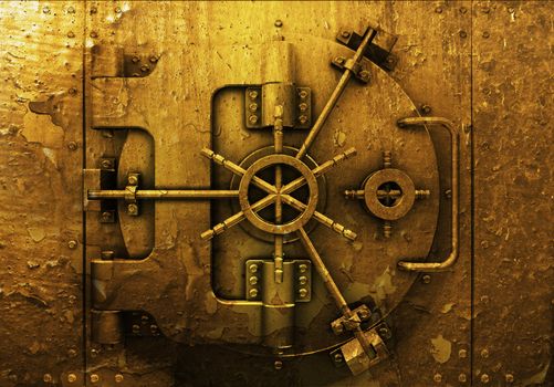 Grunge style bank vault background