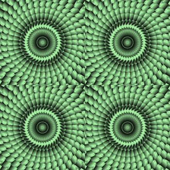 green scaled background tile with kaleidoscopic look