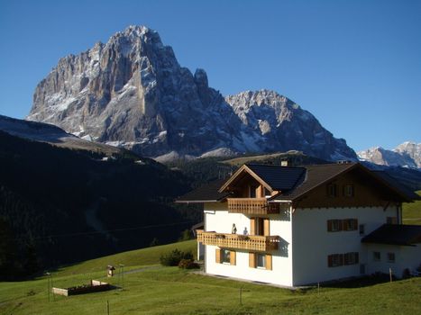 alpine house in Dolomite Mountains,Italy