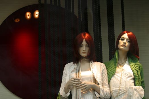 Two dummies in a show-window