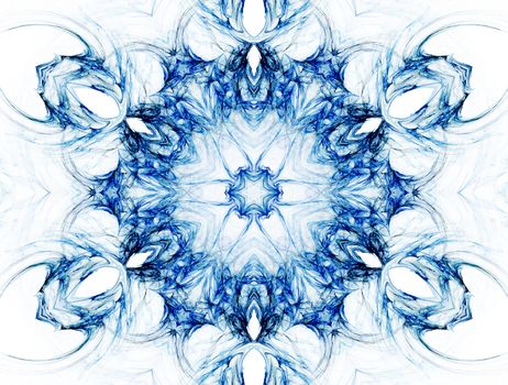 Kaleidoscopic image that resembles a mandala, chakra or abstract flower.