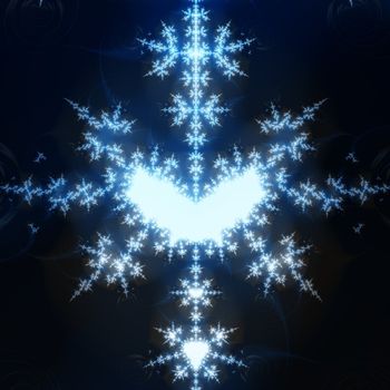 detailed fractal snow flake with heart shapes