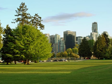 Downtown view from Stanley Park, Vancouver, Canada