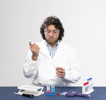 Scientist working in a laboratory isolated on white