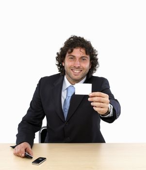 Businessman with Blank Business Card