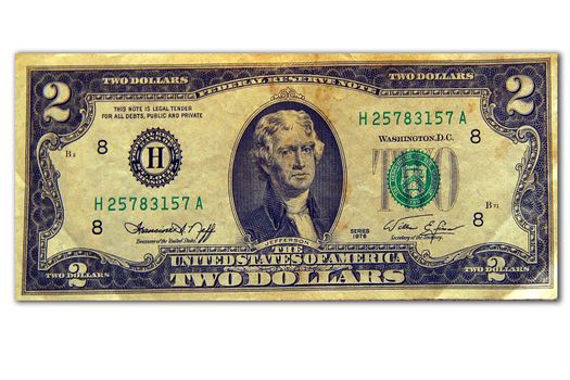 The image of old two dollar denominations