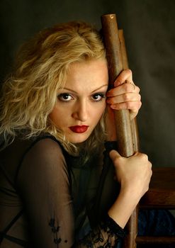 Portrait of the beautiful blonde in studio