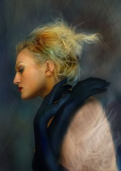 Portrait of the beautiful blonde in studio