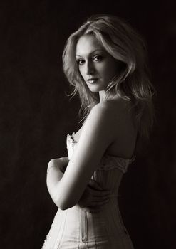 Portrait of the beautiful blonde in studio