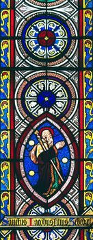  Window picturing Saint James the Greater in Chetwode Parish Church (former Abbey) in Buckinghamshire, England
