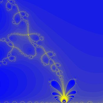 Abstract gold and blue fractal background, firebird theme