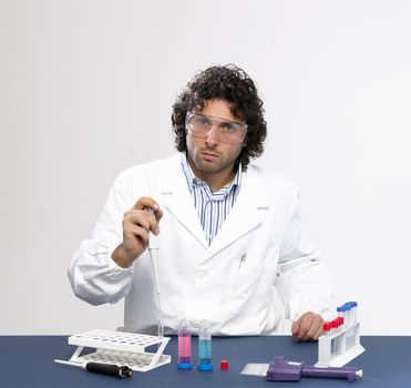 Scientist working in a laboratory isolated on white