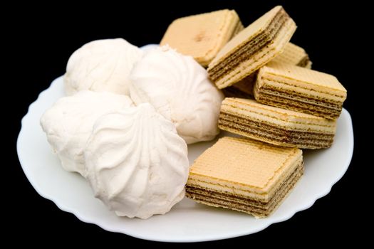 Souffle and waffles on a white plate