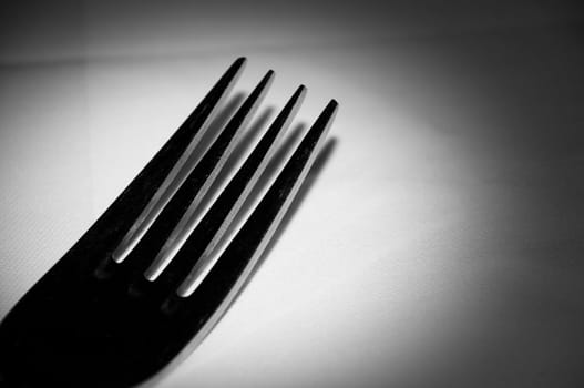 Single fork - black and white image