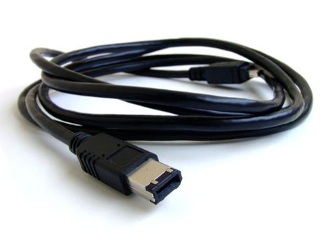 Black firewire cable isolated 