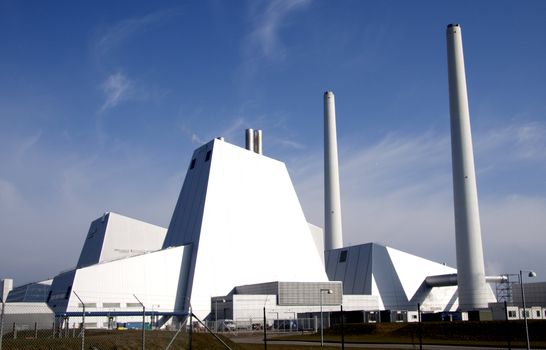 A futuristic power plant that looks like a nuclear facellity