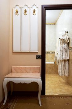 Beautiful and light bathroom in modern hotel