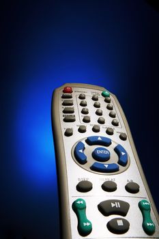 The remote-control on a dark blue background