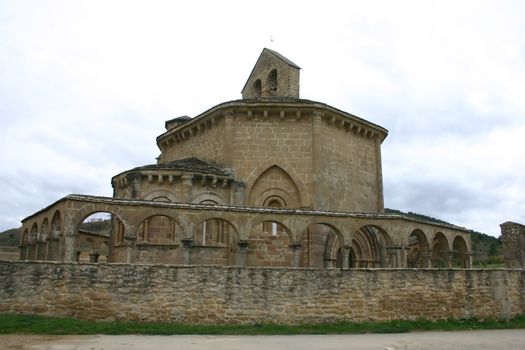 The romanic chapel of Santa Maria de Eunate, Spain built by the Templars, on the camino de Santiago