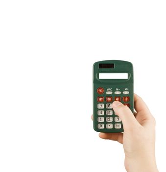 business financial calculator machine hold in woman hand